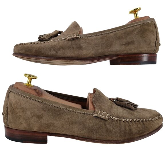 Vintage Salvatore Ferragamo Italy Dress Shoes Taupe Suede Tassel Loafers Men 8.5 main image 10